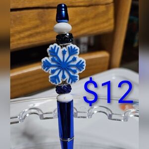 Navy Blue Snowflake Bling Pen